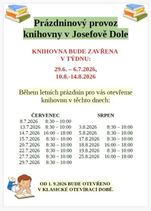 Letní otevírací doba knihovny